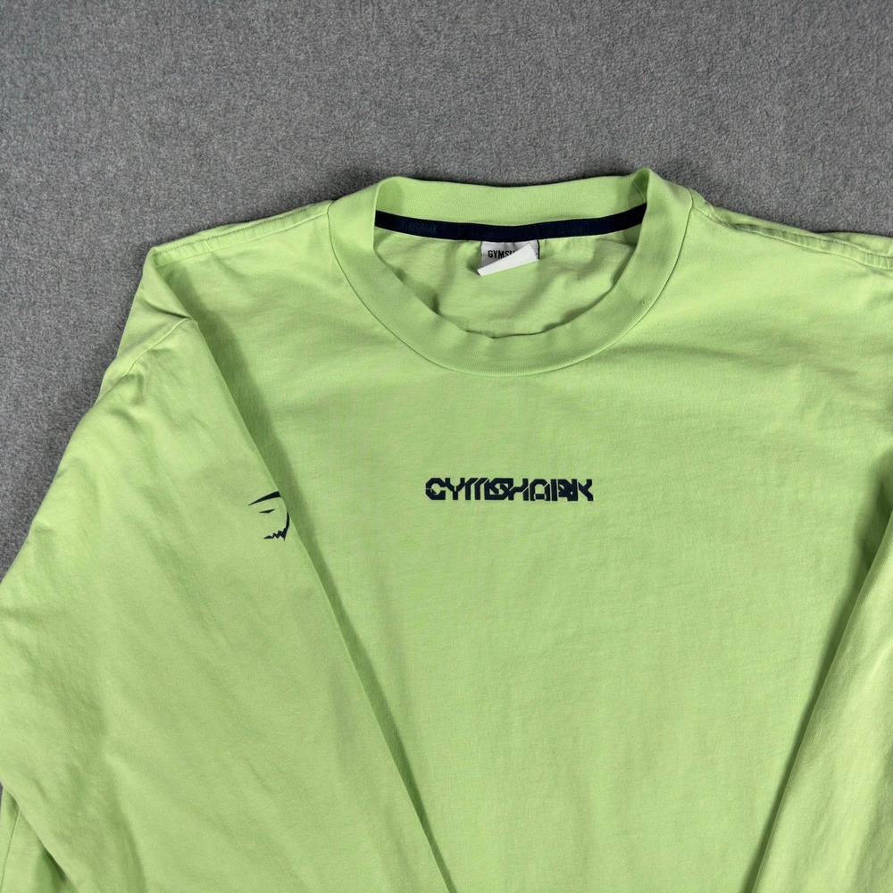 Gymshark Long Sleeve Green Blue T-Shirt Men's M Logo Graphic Global